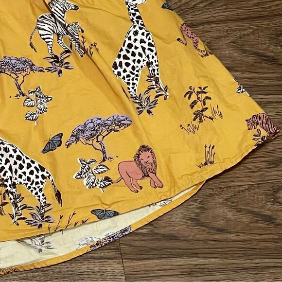 ModCloth Mini Skater Safari Animal Skirt Mustard Yellow White Black Pink Size M - Picture 5 of 13